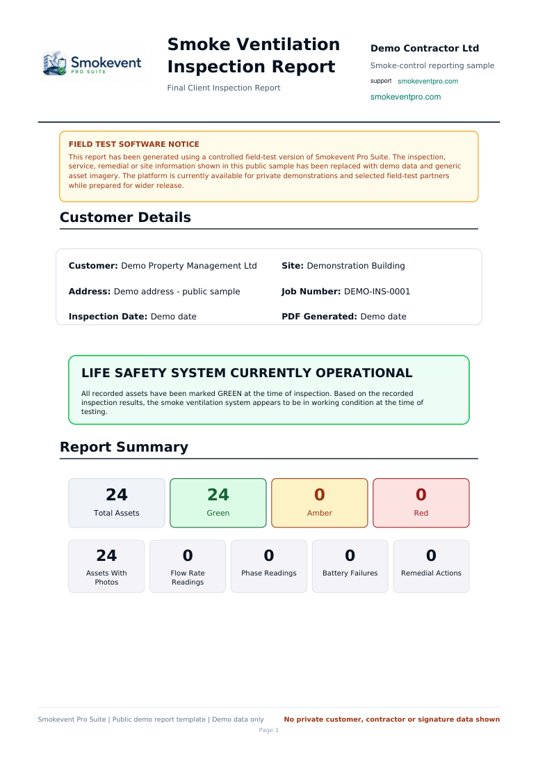 Smokevent public demo inspection report cover